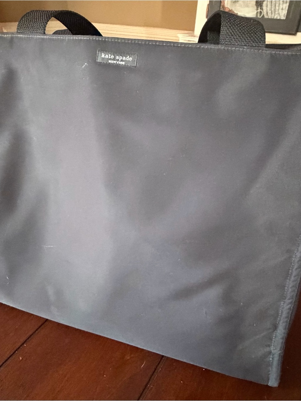 kate spade black nylon tote bag with webbed top handles
